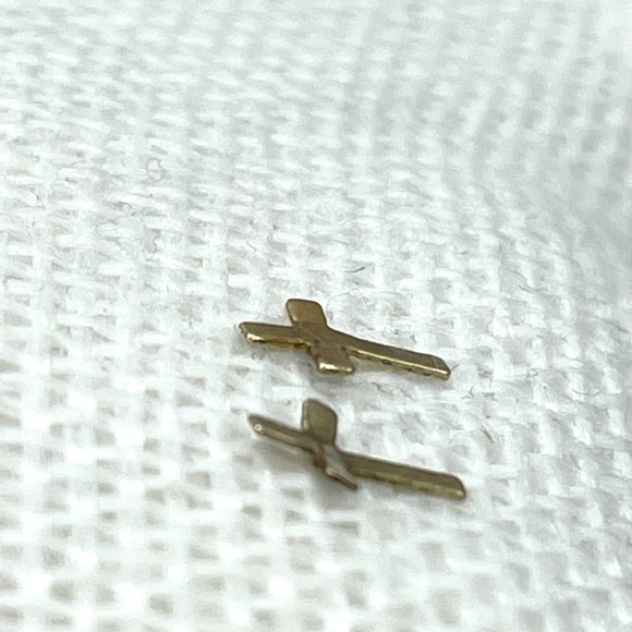Cross Earrings | Dainty 14K Gold Filled | Post Back | Tiny | Lightweight Pierced - Picture 4 of 12